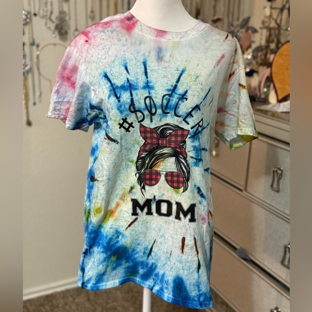 #soccer mom tie dye homemade‎ short sleeve tshirt